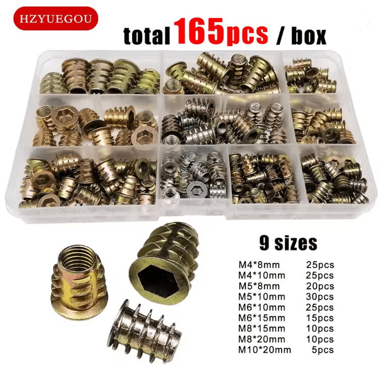 FixRight Threaded Insert Nut Kit For Wood Furniture Assembly And Repair 4