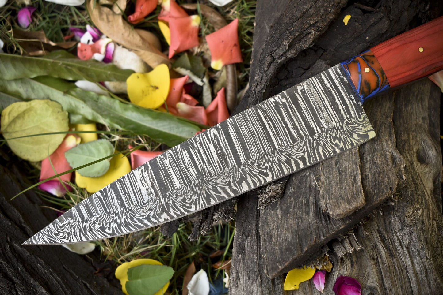 130 Handmade Damascus Steel Chef Knife Full Tang Kitchen Knife Custom Forged Blade 2