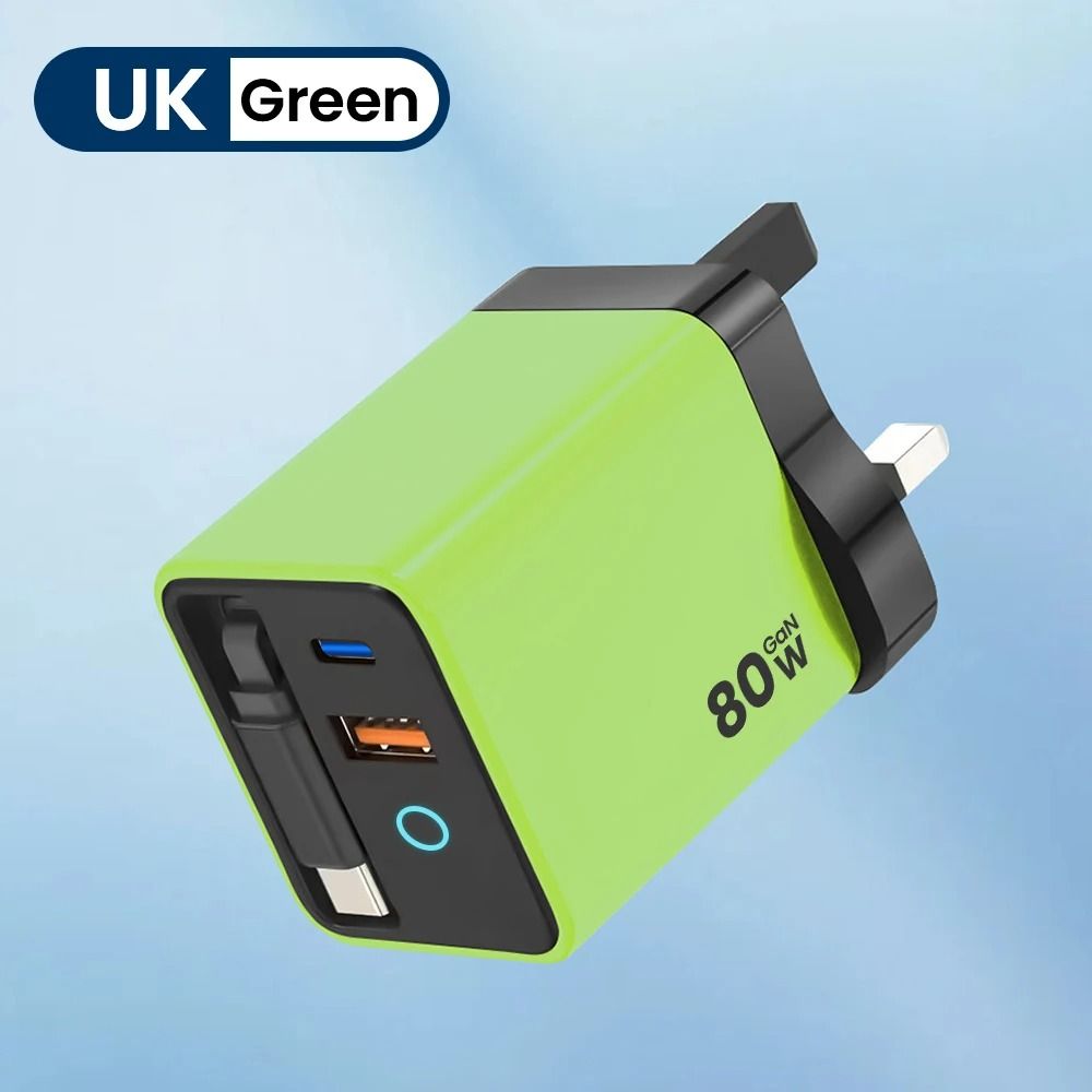 80W Fast Charging Type C USB Charger With Retractable Cable 14