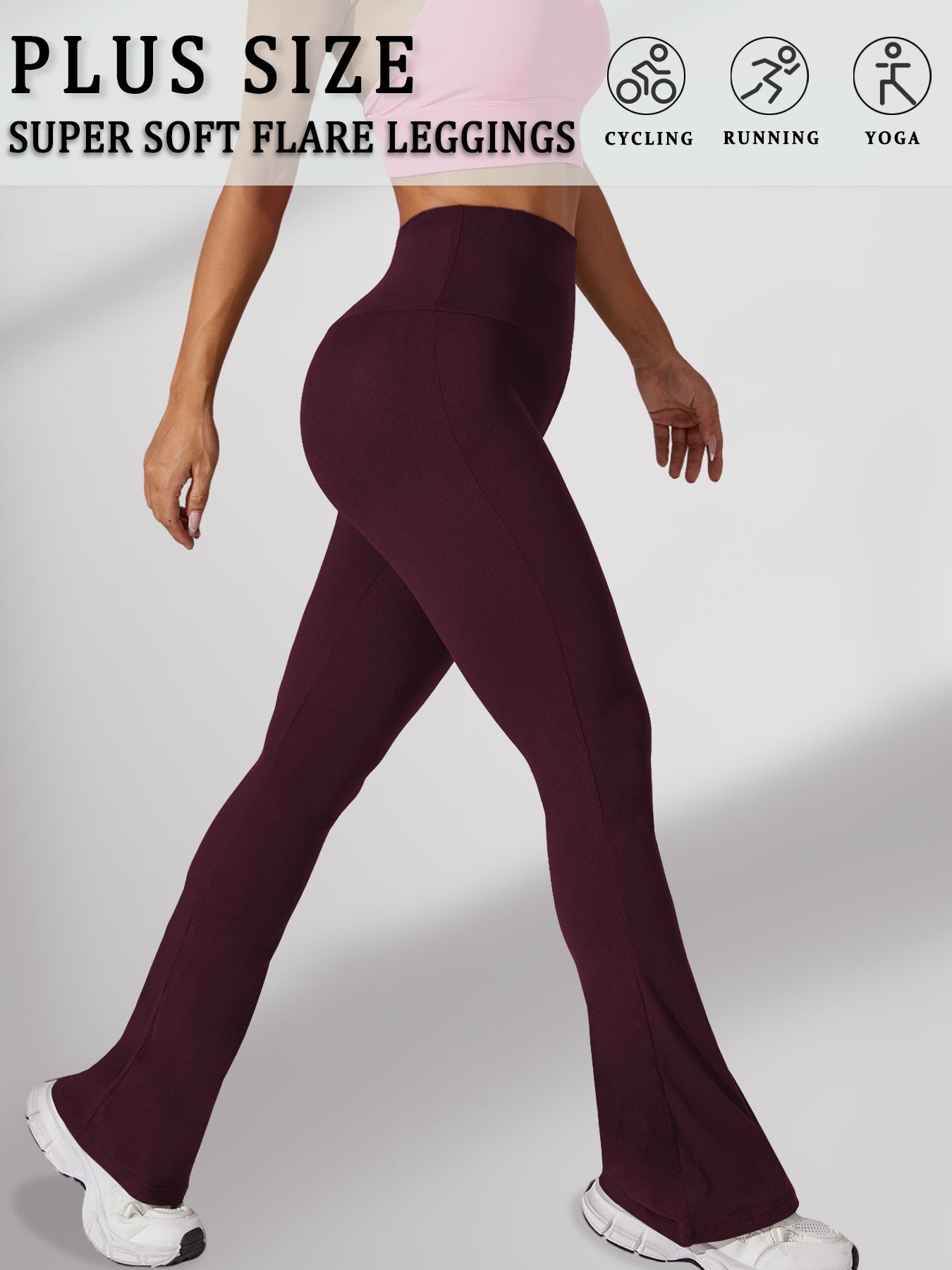Super Soft Plus Size Flare Pants, High Waisted Tummy Control Leggings, Bootleg Bell Bottoms for Running