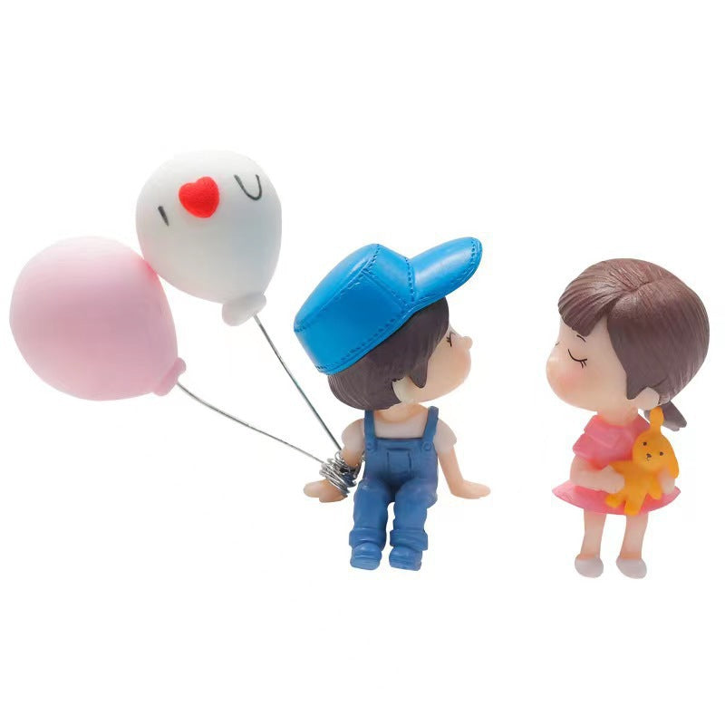 Cute Cartoon Couples Car Figurines Balloon Ornament Dashboard Decoration For Girls Auto Interior Gi 8