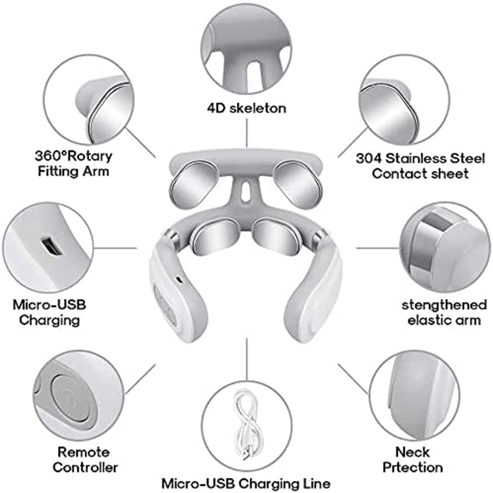 Multifunctional Electric Hot Compress 4 Heads Neck Massager Shoulder Cervical Massager Pulse Neck P 4