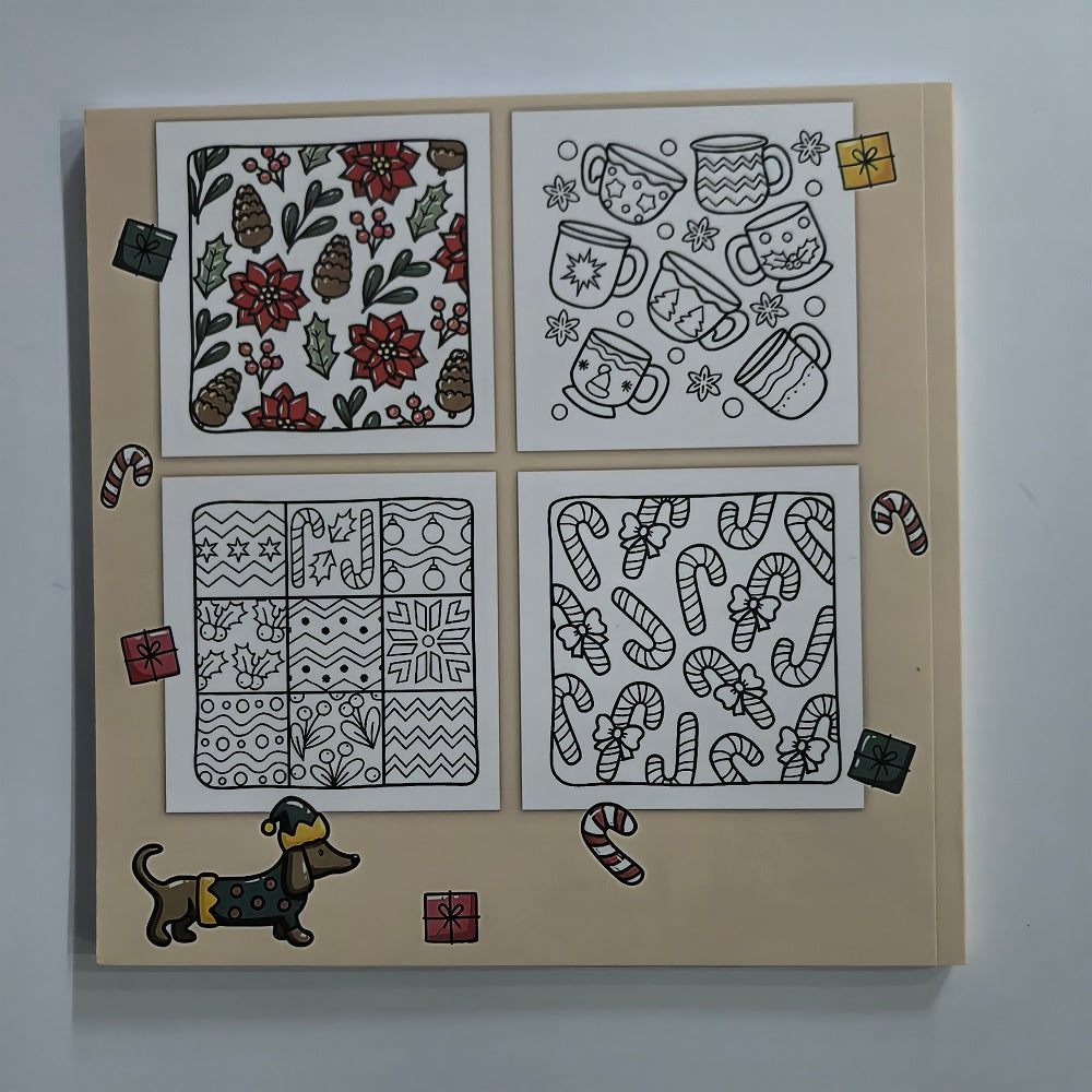 Christmas Coloring Book for Adults and Kids, Stress Relief Art Therapy, Perfect Gift for Holiday Parties and Birthdays