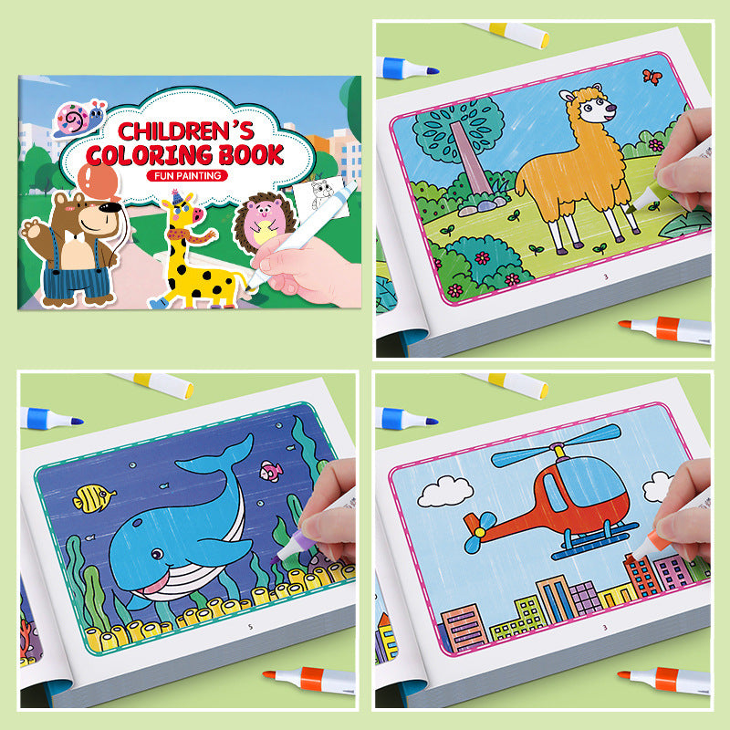 Fun Coloring Book for Kids, Cartoon Animal Drawing Book, Graffiti Art, Ideal for Children