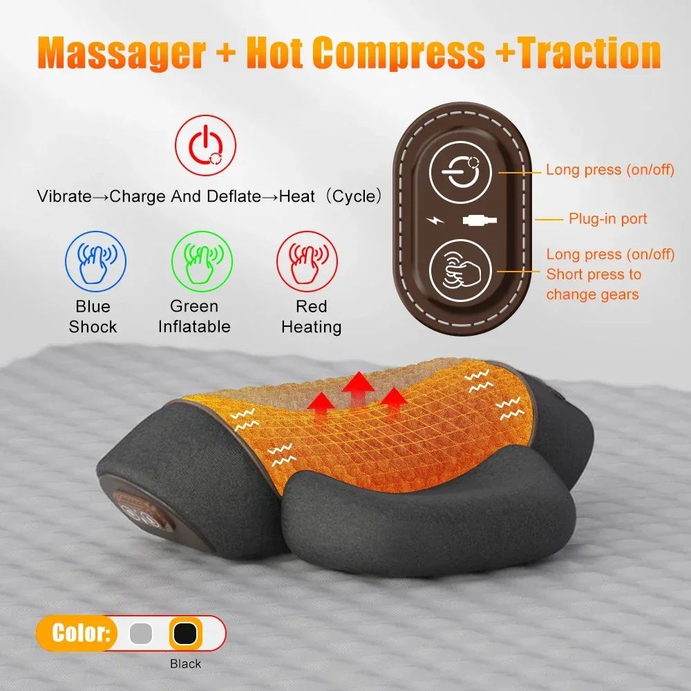 Rechargeable Heated Vibration Neck Massage Pillow For Deep Relaxation 6