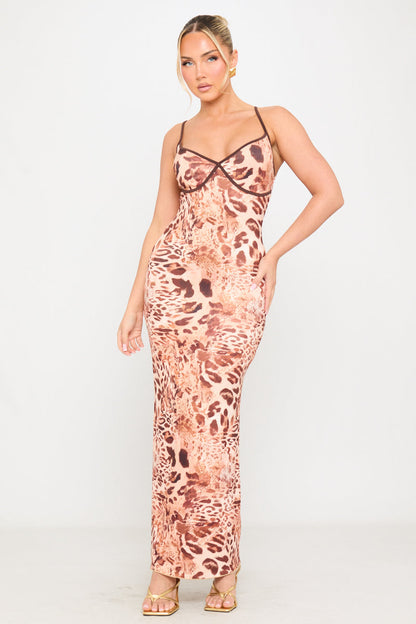Leopard Print Cami Sleeveless Maxi Dress