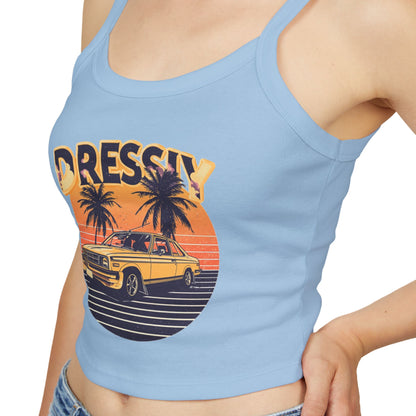 Retro Sunset Car Beach Spaghetti Strap Tank