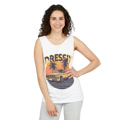 Retro Palm Tree Car Racerback Tank – Vintage Sunset Vibe
