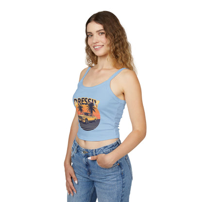 Retro Sunset Car Beach Spaghetti Strap Tank