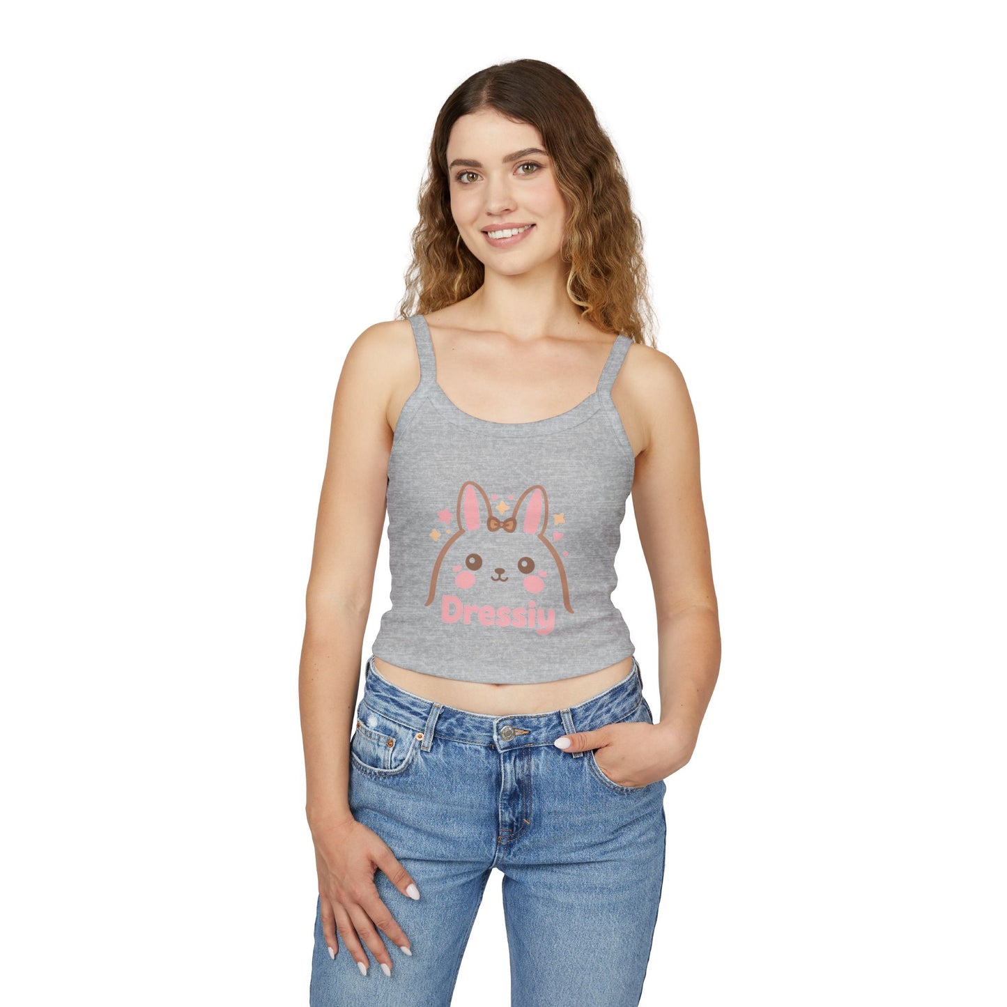 Cute Bunny Spaghetti Strap Crop Tank