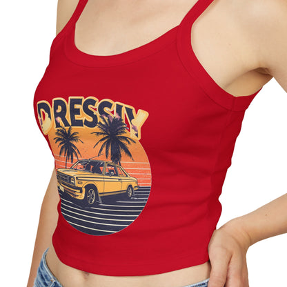 Retro Sunset Car Beach Spaghetti Strap Tank