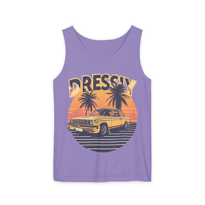 Retro Palm Tree Car Racerback Tank – Vintage Sunset Vibe