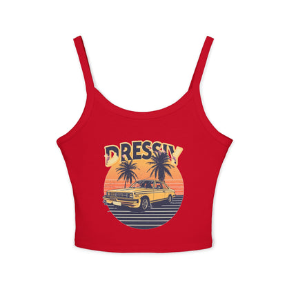 Retro Sunset Car Beach Spaghetti Strap Tank