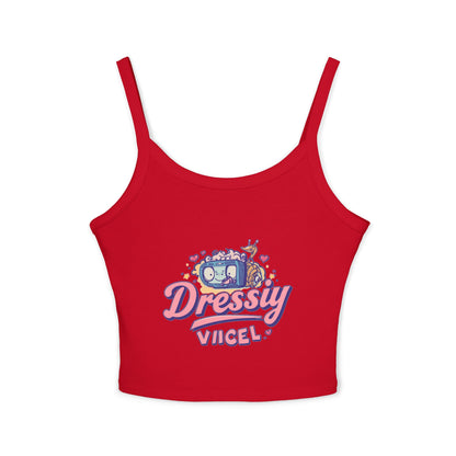 Vikel Retro Cute Graphic Spaghetti Strap Tank Top