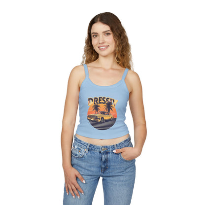 Retro Sunset Car Beach Spaghetti Strap Tank