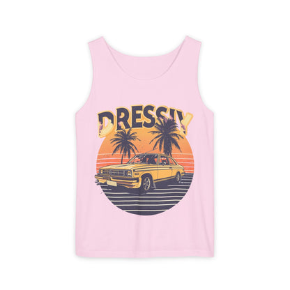 Retro Palm Tree Car Racerback Tank – Vintage Sunset Vibe