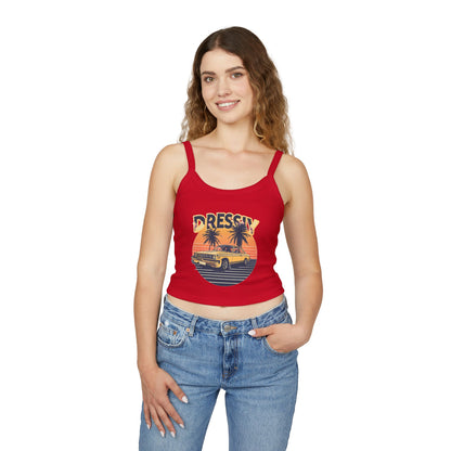 Retro Sunset Car Beach Spaghetti Strap Tank