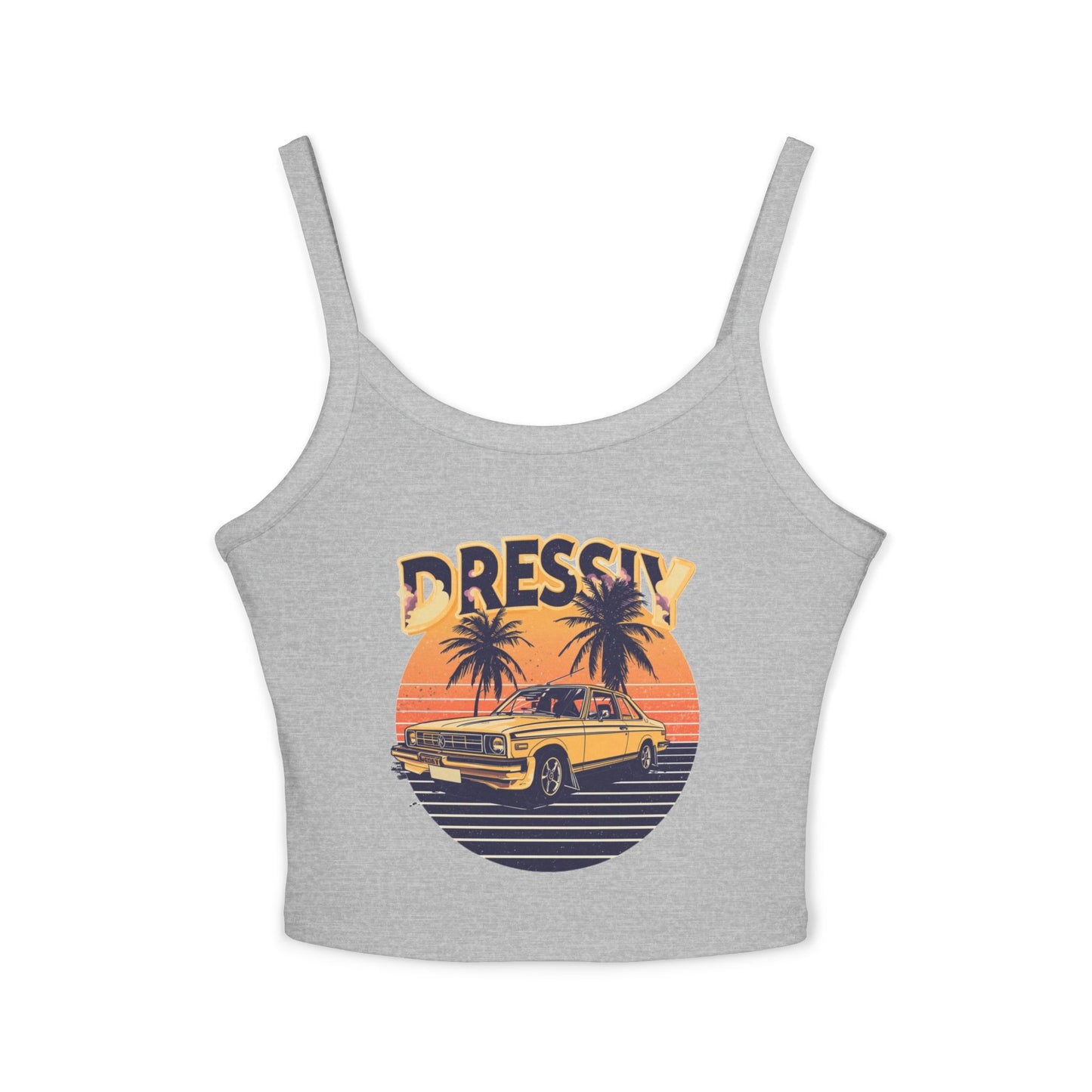 Retro Sunset Car Beach Spaghetti Strap Tank