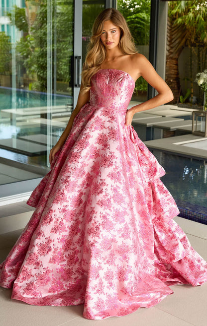 26412 Ava Presley Floral Jacquard Ball Gown