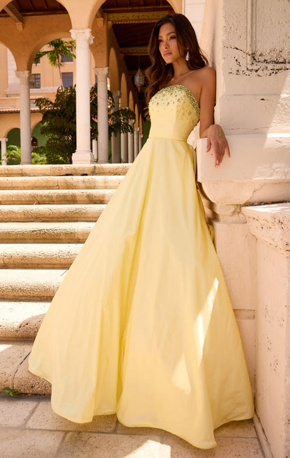 26417 Ava Presley Strapless Taffeta Ball Gown