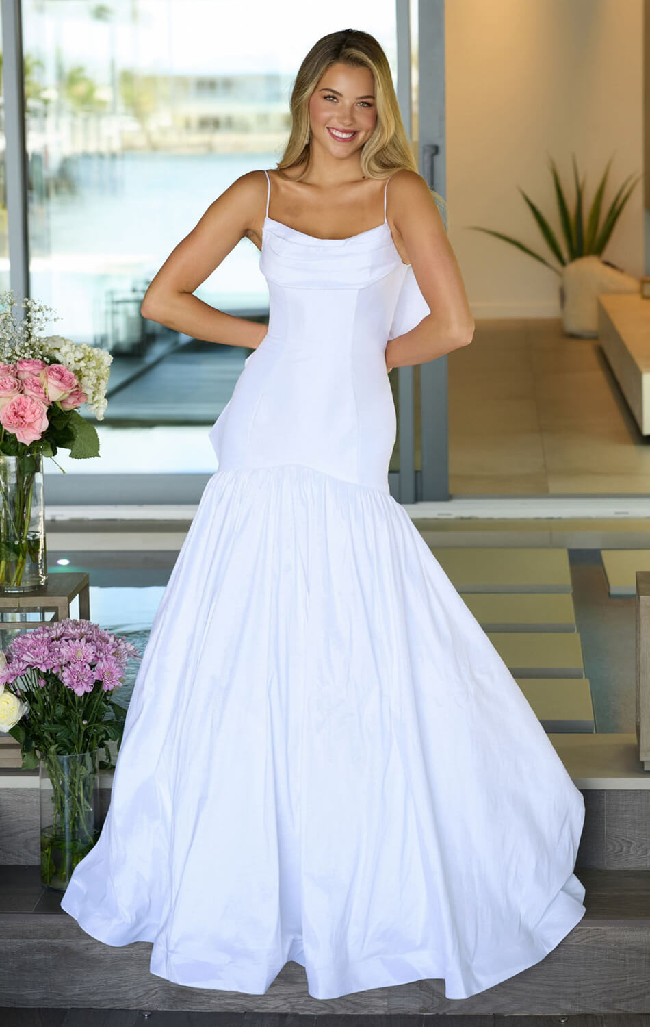 26422 Ava Presley Taffeta Mermaid Gown With Bow