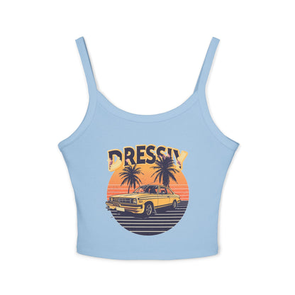 Retro Sunset Car Beach Spaghetti Strap Tank