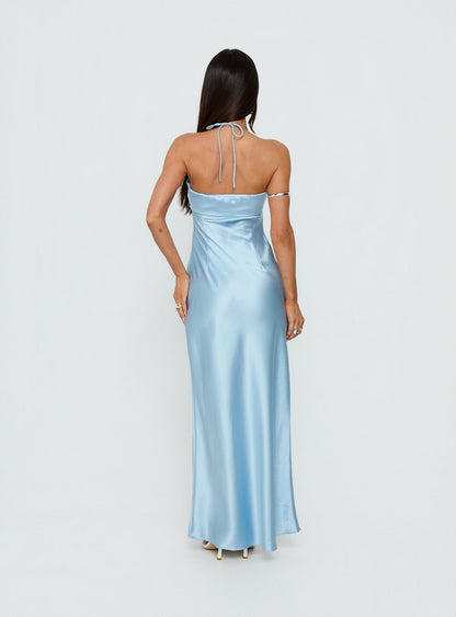Fireproof Halter Maxi Dress Baby Blue