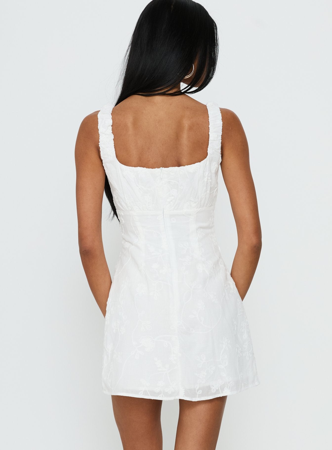 Donnamarie Embroidered Mini Dress White