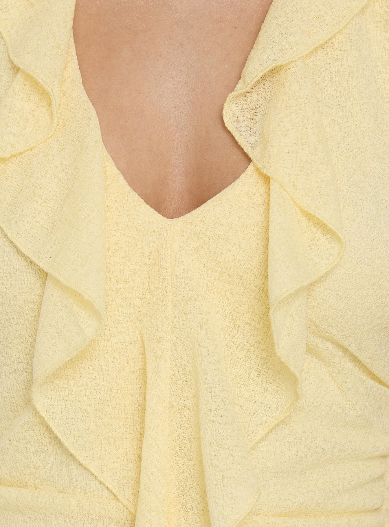 Leyda Plunge Frill Maxi Dress Yellow
