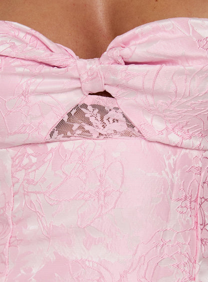 Aubriana Strapless Mini Dress Pink Jacquard