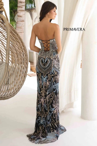 4382 Primavera Strapless Beaded Sequin Gown