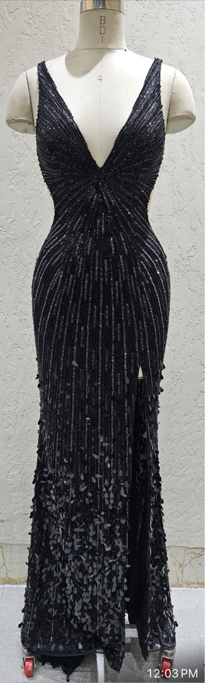 4527 Primavera Beaded Gown with Open Back