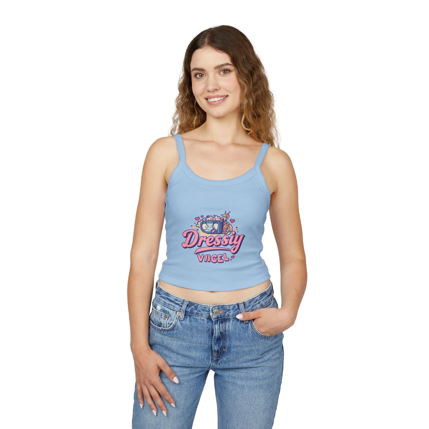 Vikel Retro Cute Graphic Spaghetti Strap Tank Top