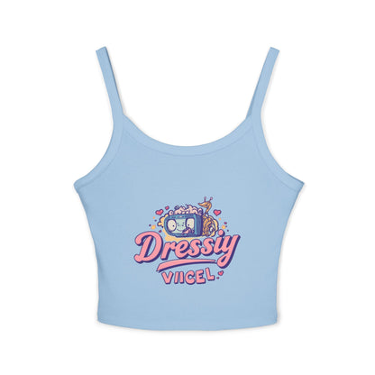 Vikel Retro Cute Graphic Spaghetti Strap Tank Top