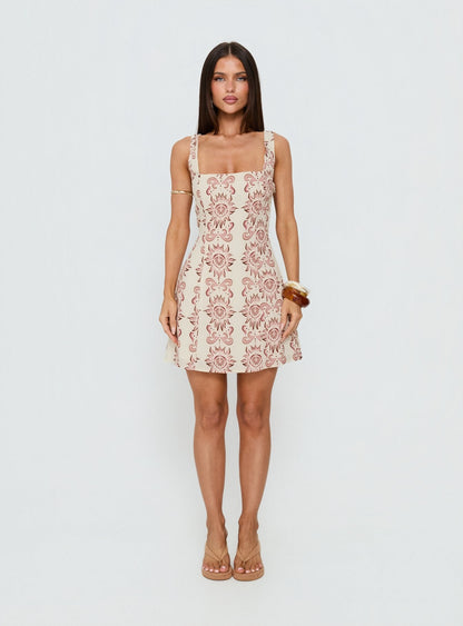 Maris Mini Dress Cream / Pink