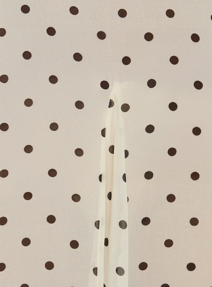 Loulah Sheer Chiffon Maxi Dress Cream Polka Dot