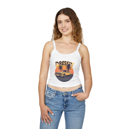 Retro Sunset Car Beach Spaghetti Strap Tank