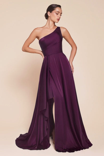 MIRANDA GOWN ONE SHOULDER SOFT SATIN A- DRESS