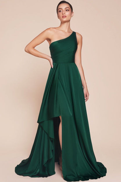 MIRANDA GOWN ONE SHOULDER SOFT SATIN A- DRESS