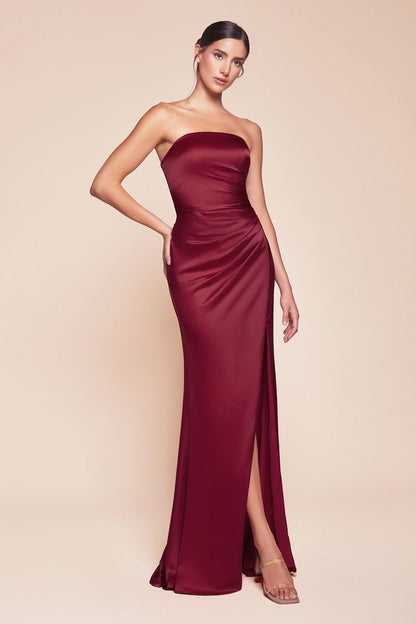 NICOLETTE GOWN STRAPLESS LUXE SATIN DRESS & SCARF