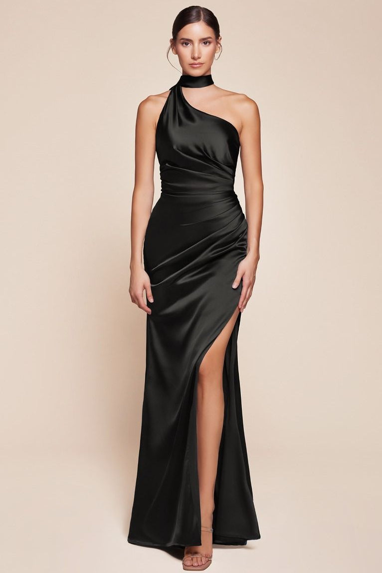 BRYCE GOWN ONE SHOULDER LUXE SATIN DRESS
