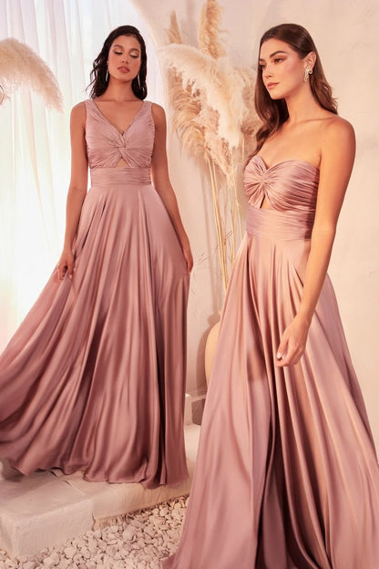 Madigan Gown STRAPLESS A- SOFT SATIN KEYHOLE DRESS