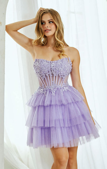 Tansy Mini Dress Glitter Tulle Homecoming Dress