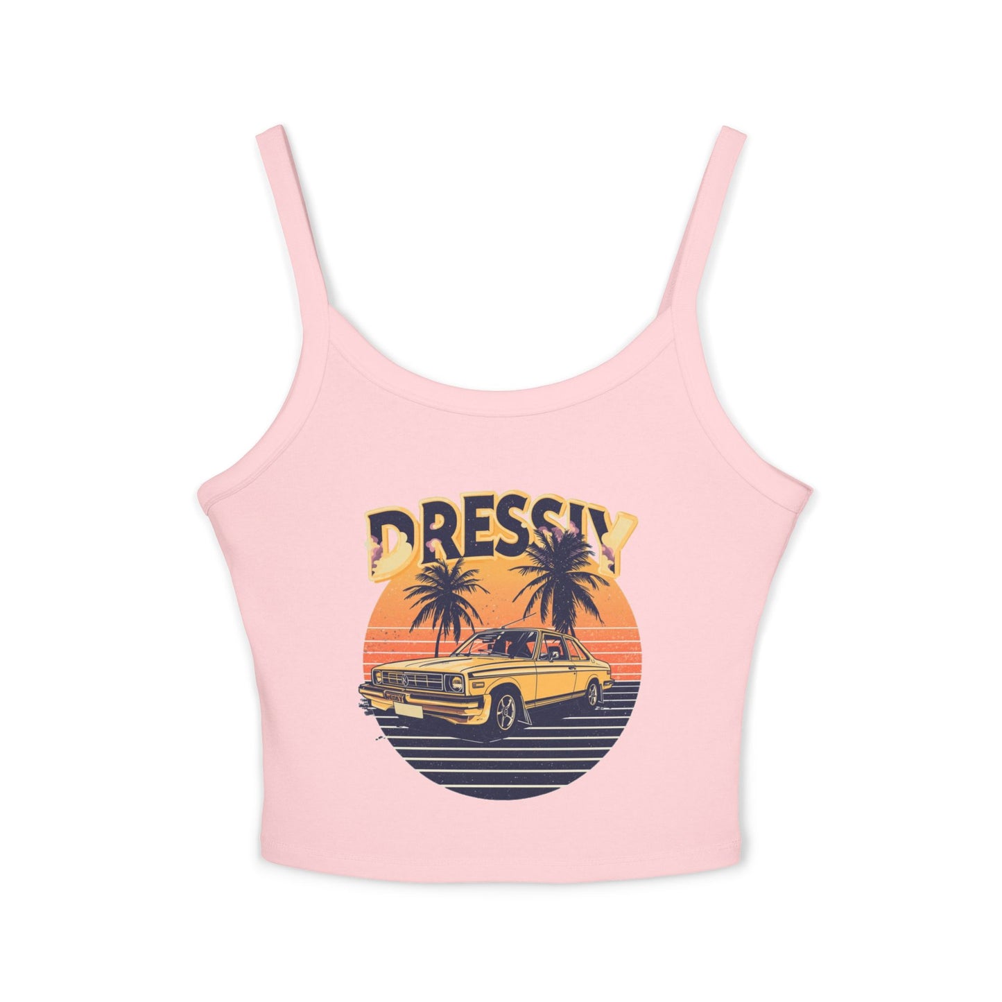 Retro Sunset Car Beach Spaghetti Strap Tank