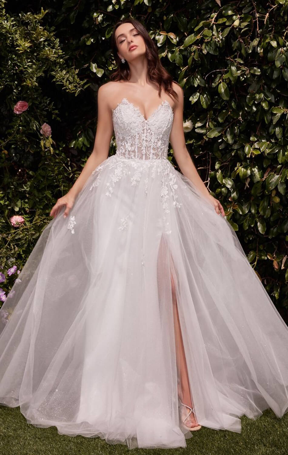 ELLEN GOWN OFF WHITE STRAPLESS A- LACE & TULLE DRESS