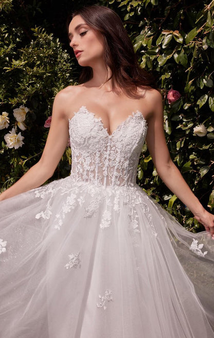 ELLEN GOWN OFF WHITE STRAPLESS A- LACE & TULLE DRESS