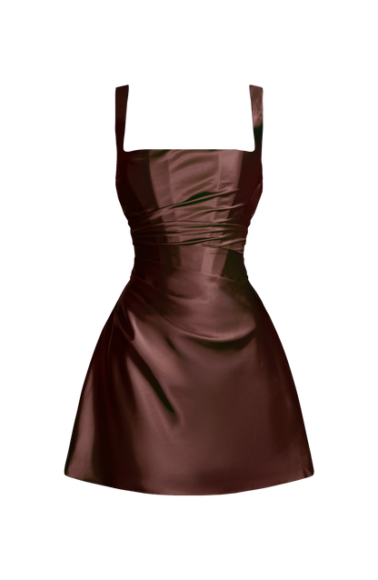 Calanthe Mini Dress Plum Brown