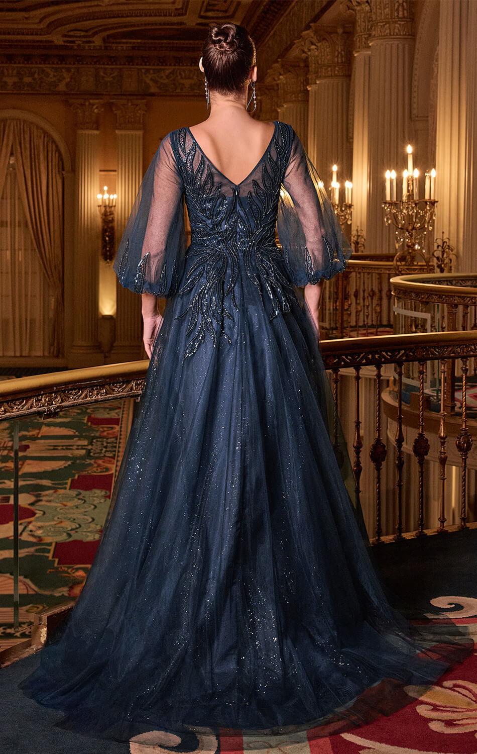 CHARITY GOWN TULLE A- GOWN WITH SHEER SLEEVES
