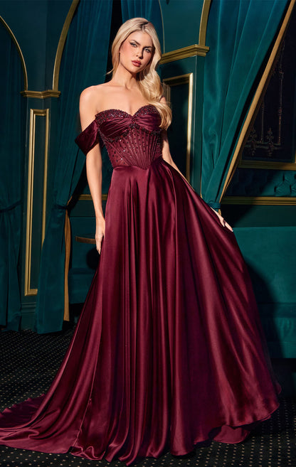 Melanie Gown A- Dress with Beaded Bodice & Corset Back