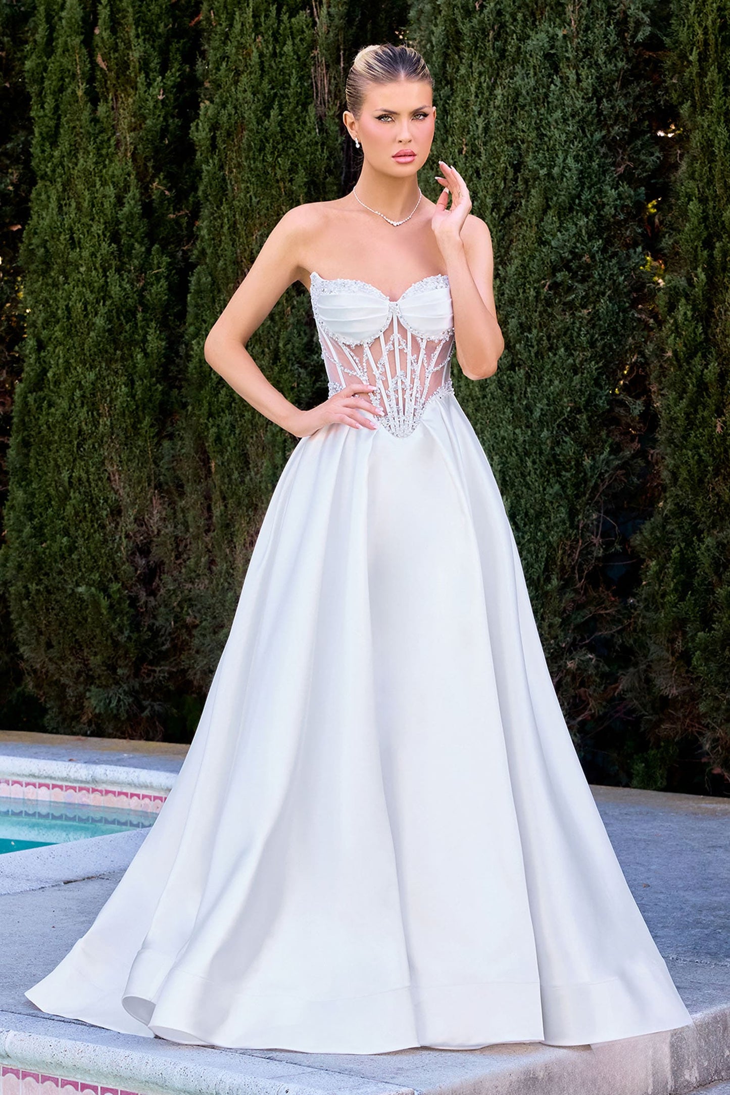 Annika Gown A- Corset Dress With Pockets Off White